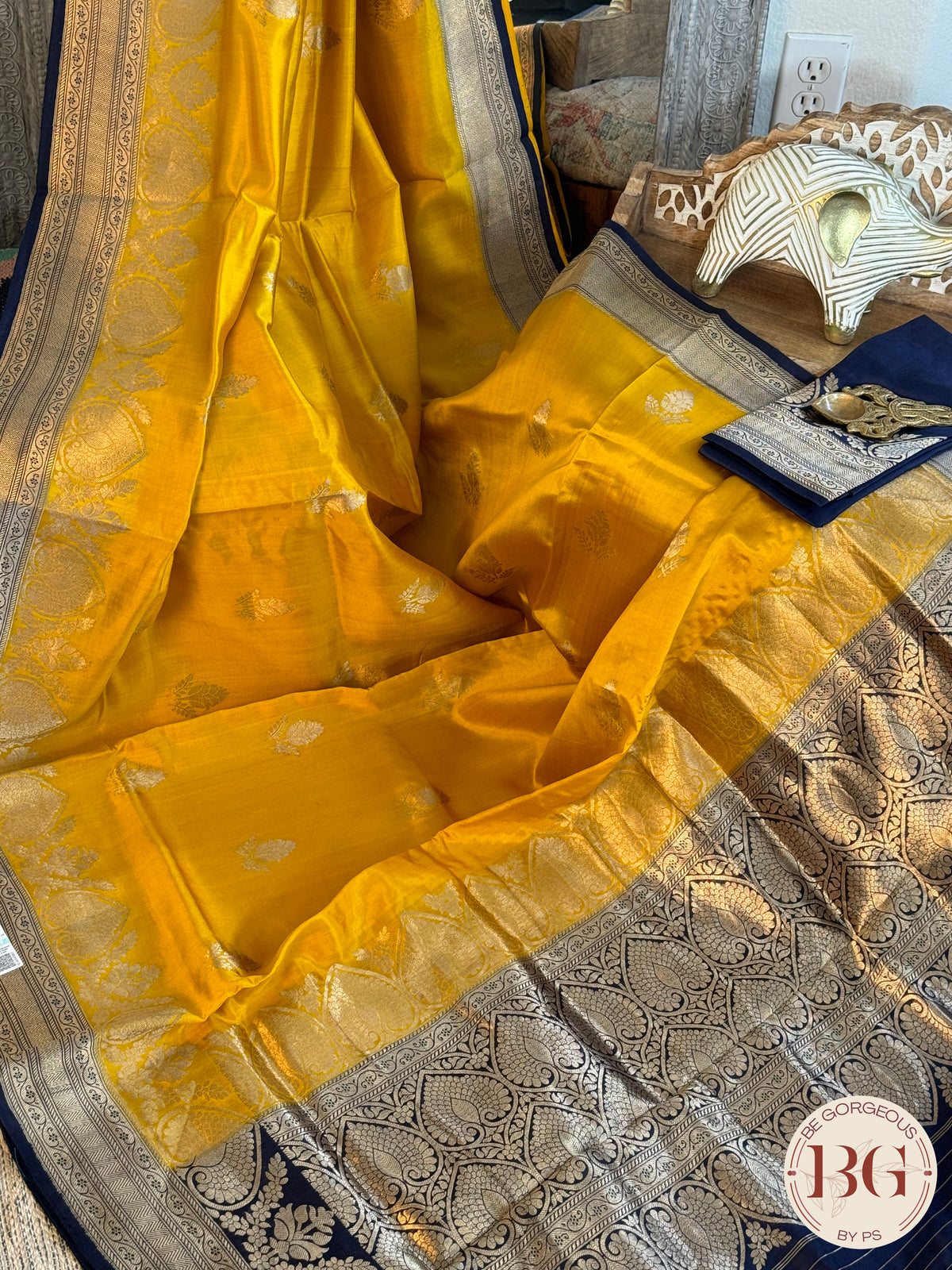 Banarasi silk raw mango katan silk saree silk mark certfied - Yellow