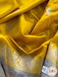 Banarasi silk raw mango katan silk saree silk mark certfied - Yellow