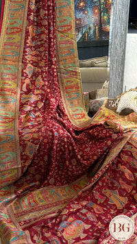 Kani Pure Kashmiri Silk Saree - red