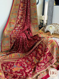 Kani Pure Kashmiri Silk Saree - red