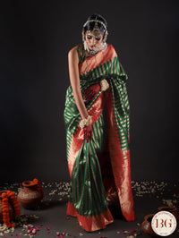 Paithani Pure silk handloom saree with Single muniya - Green