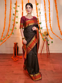 Pure Kanjeevaram Silk saree color - black