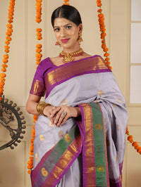 Gadwal Pure Silk Handloom Silk Saree color - grey