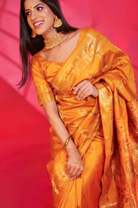 Baluchari Pure Silk saree color - mustard