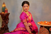 Handloom paithani pure silk saree color - megenta