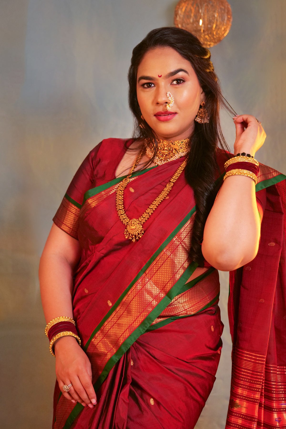 Handloom paithani pure silk saree color - maroon
