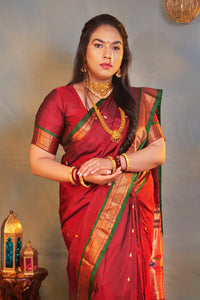Handloom paithani pure silk saree color - maroon