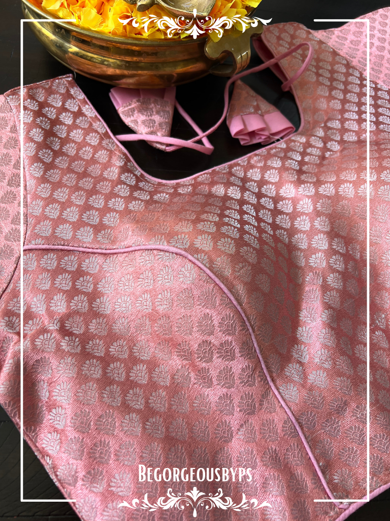 Brocade Raw Silk Sleeves blouse color - peach