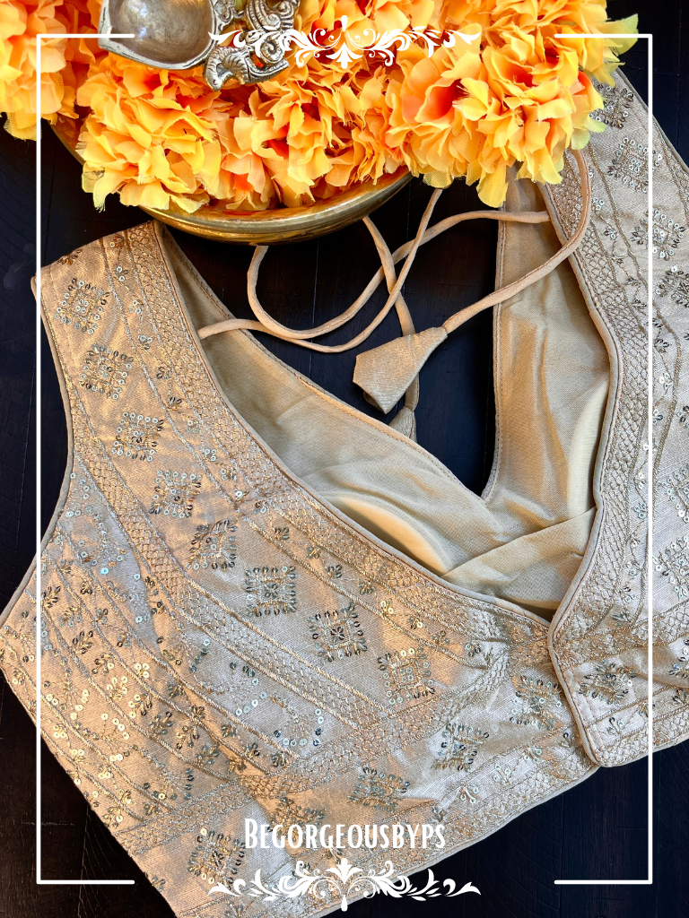 Gold Raw Silk Sleeveless Blouse