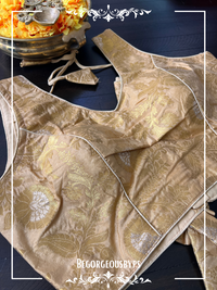 Banarasi Sleeveless blouse color - golden