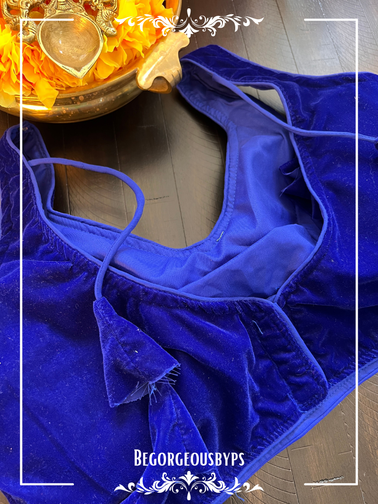 Velvet Sleeveless blouse color - blue