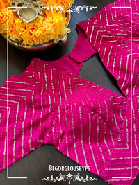 Zigzag Sequence Sleeves blouse color - hot pink