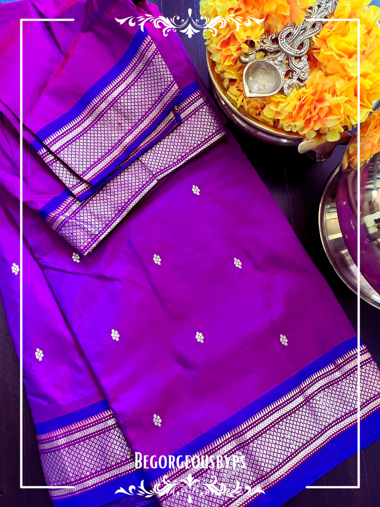 Paithani Shoulder Peacock Handloom - Purple saree