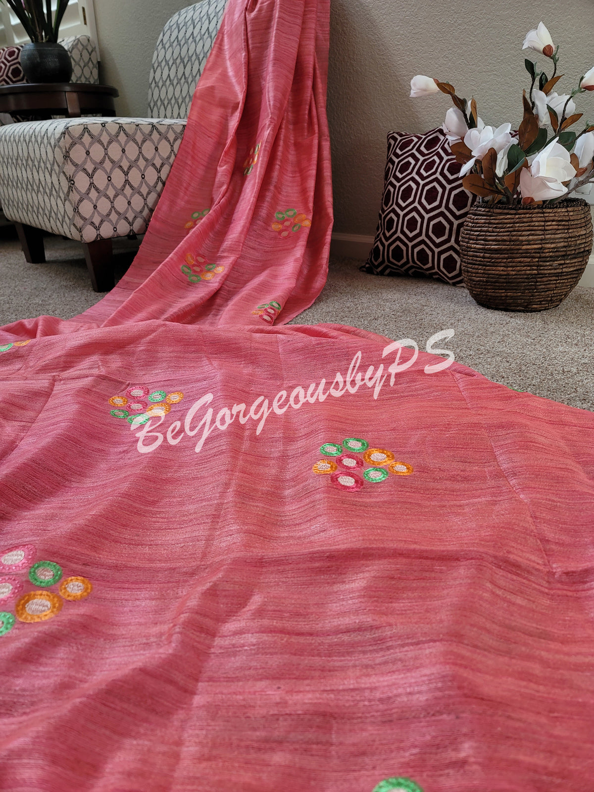 Gitcha tussar saree with embroidery