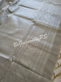 Khadi Tussar saree with silver zari