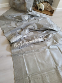 Khadi Tussar saree with silver zari