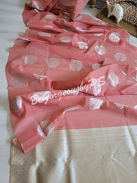 Khadi Tussar saree with silver zari