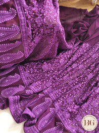Chikankari with sequin Purple