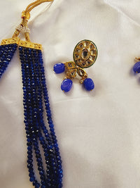 Long Polki Kundan Necklace Blue