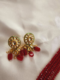 Long Polki Kundan Necklace Red