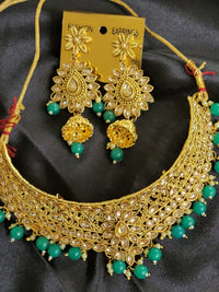 Kundan Choker Necklace Set - Green