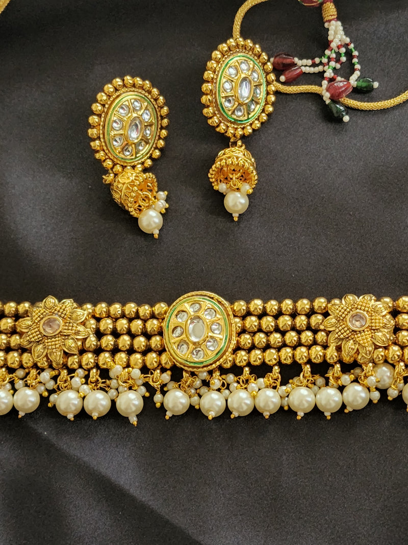 Gold plated Chokar set with earrings
