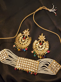 Kundan Choker Necklace Set -multicolor