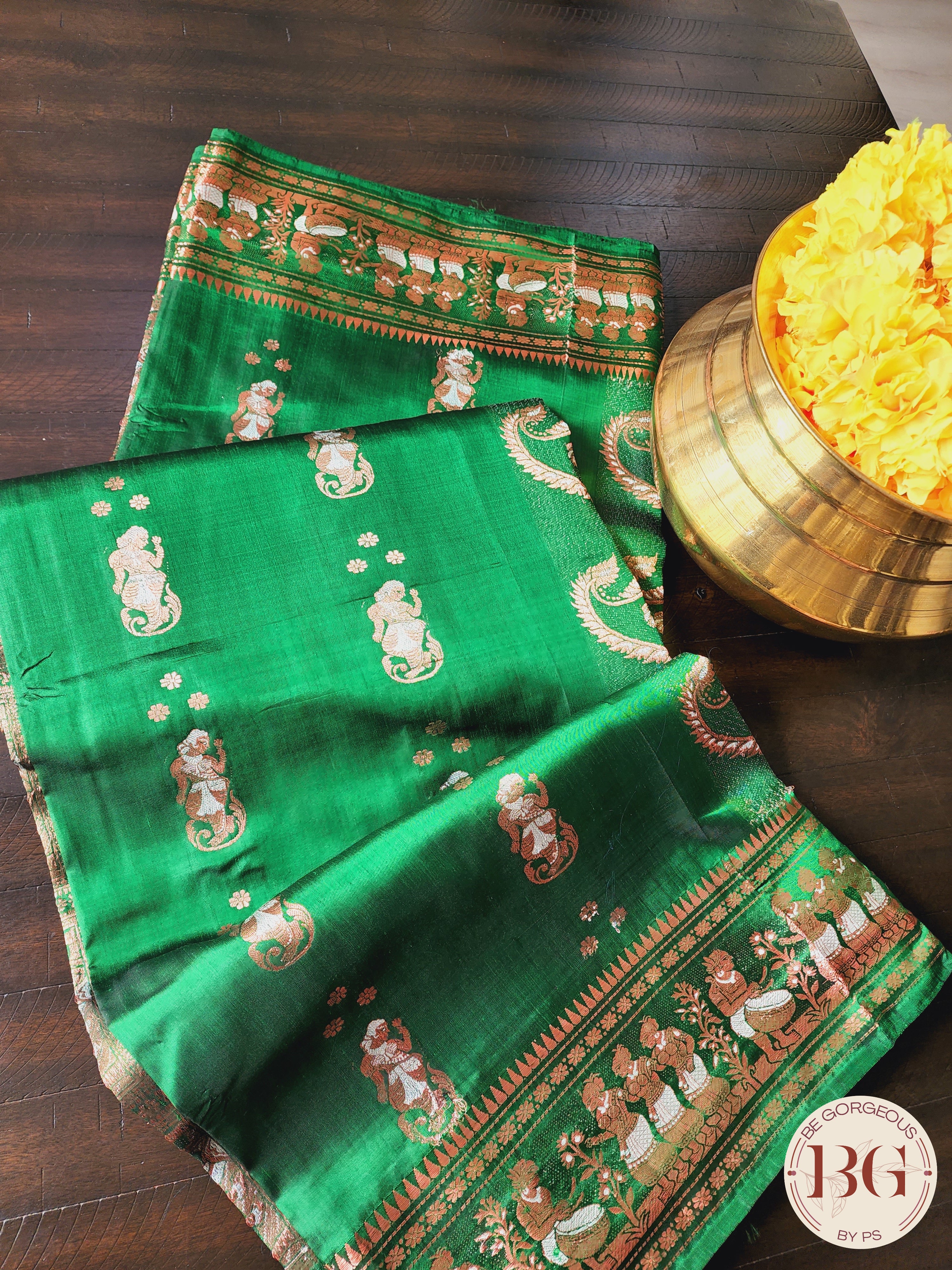 Pure Silk Baluchari Green