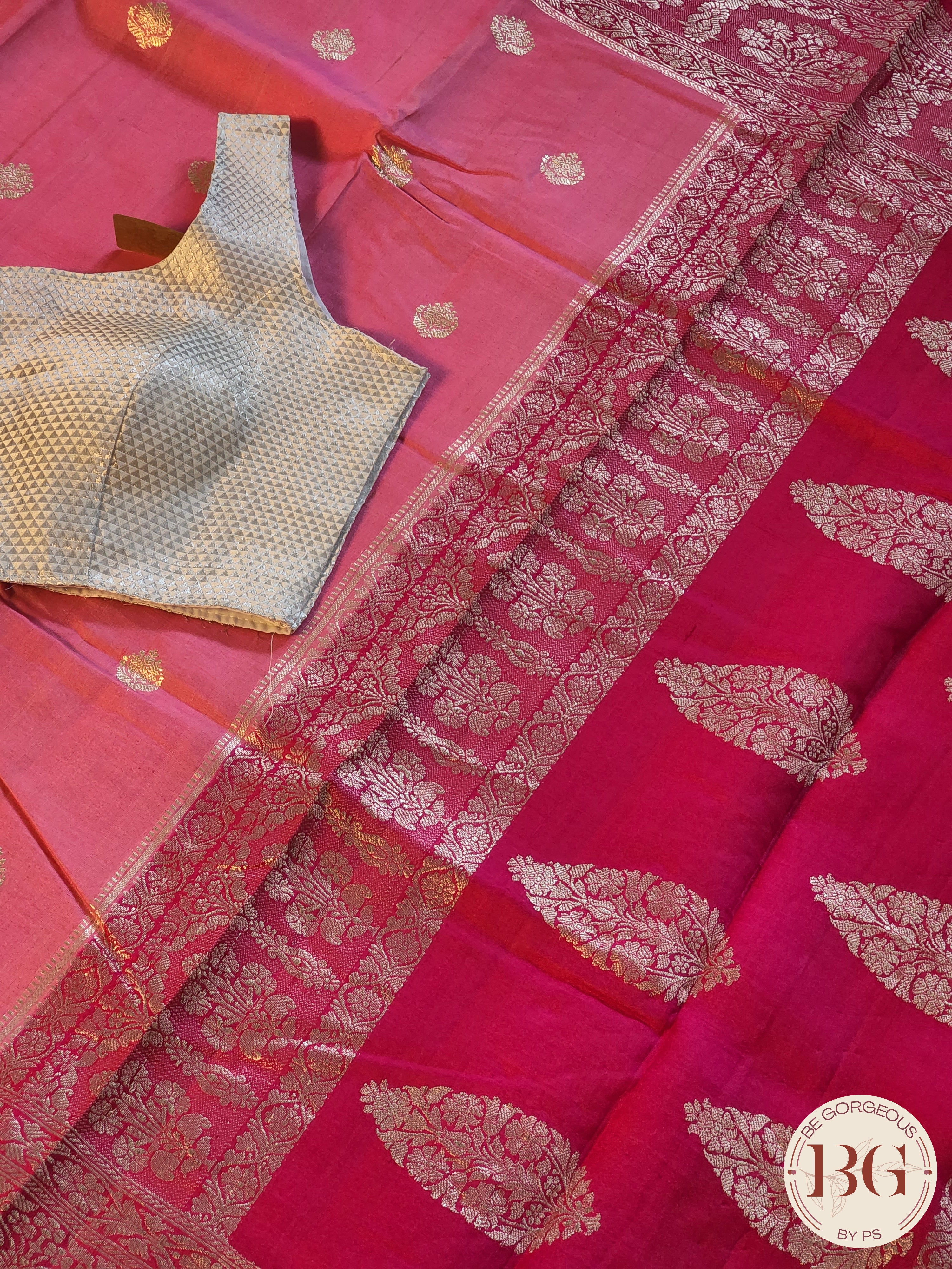 Banarasi Handloom Khaddi Tussar Saree, Silkmark certified - Pink