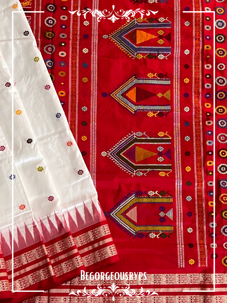 Dolabedi silk sambalpuri premium saree color - white