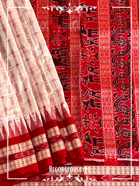 Hazar butta pure sambalpuri silk saree color - white