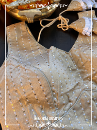 Sequence Raw silk designer stripes blouse color - golden