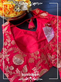 Banarasi Sleeveless blouse color - red