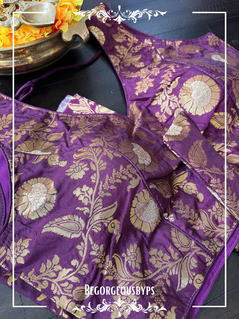 Banarasi Sleeveless blouse color - purple
