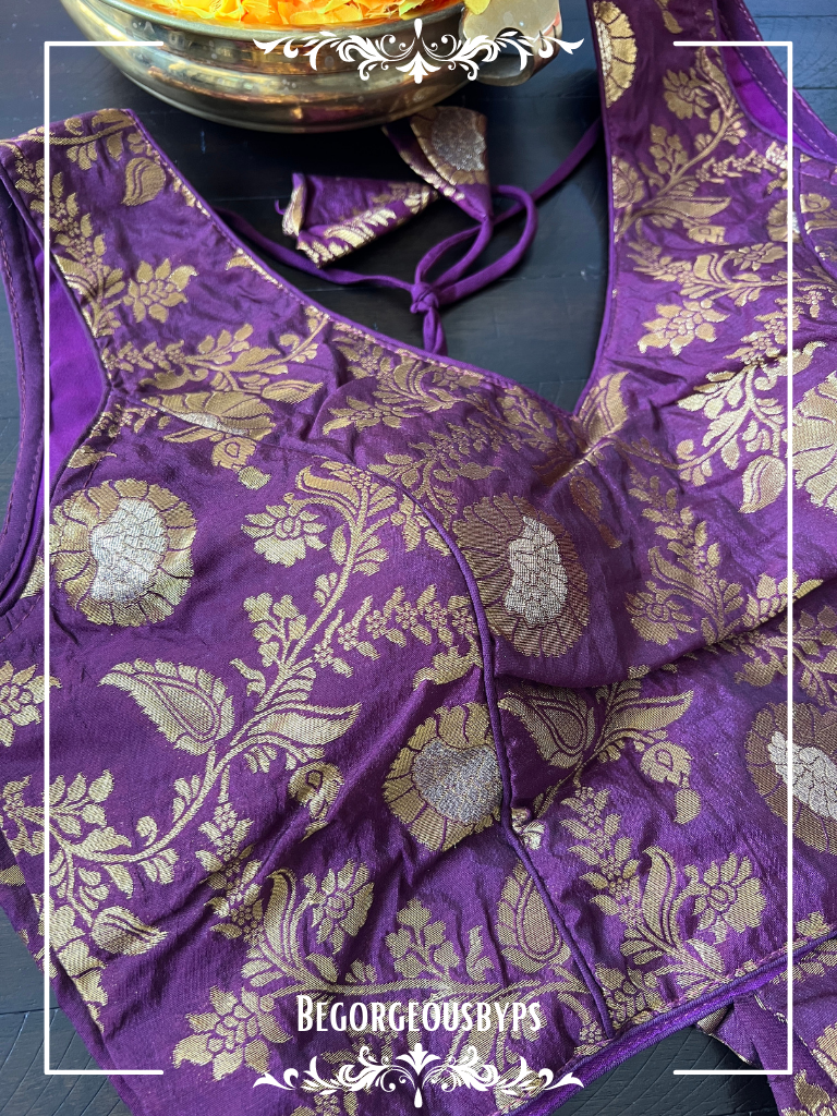 Banarasi Sleeveless blouse color - purple