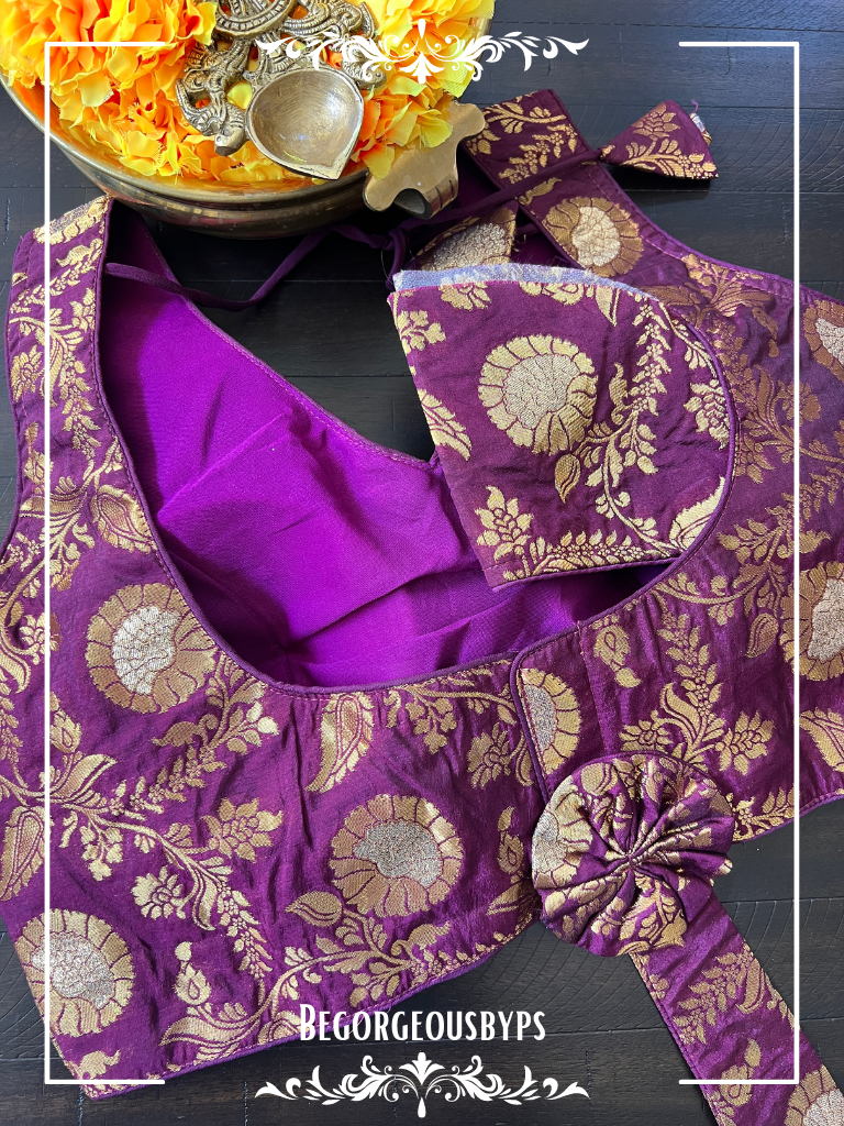 Banarasi Sleeveless blouse color - purple