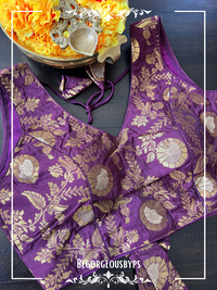 Banarasi Sleeveless blouse color - purple