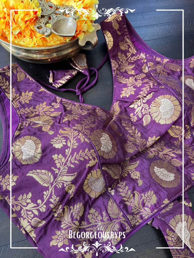 Banarasi Sleeveless blouse color - purple