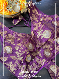 Banarasi Sleeveless blouse color - purple