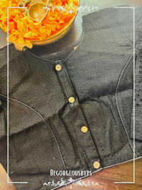 Hakoba Cotton Sleeves blouse color - black