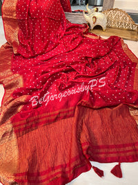 BANDHEJ ZARI RED