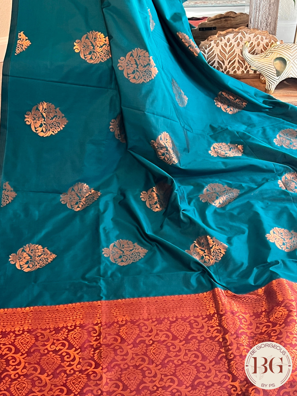 SOFT SILK SAREE PEACOCK GREEN