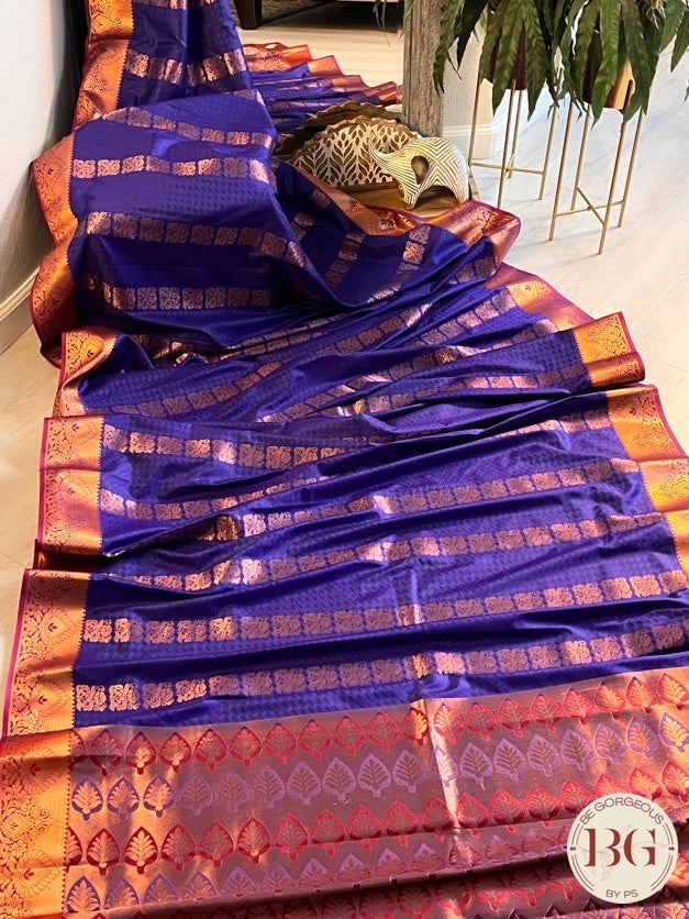 SILK SAREE WITH BODY KODI DESIGN COPPER BLUE