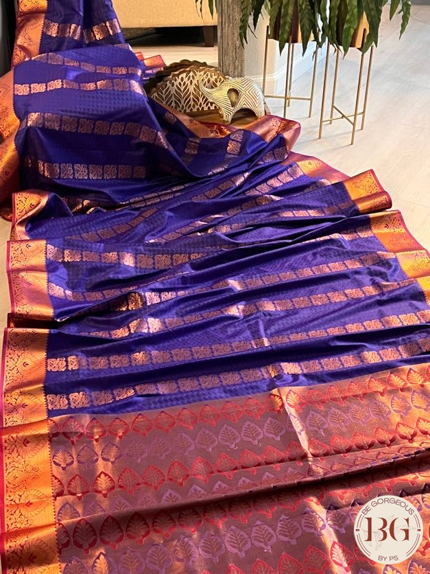 SILK SAREE WITH BODY KODI DESIGN COPPER BLUE