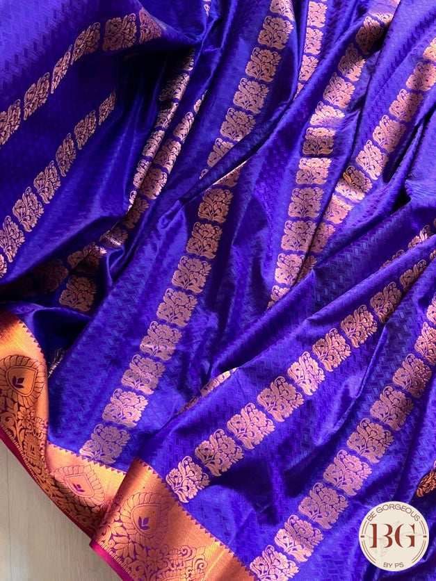 SILK SAREE WITH BODY KODI DESIGN COPPER BLUE