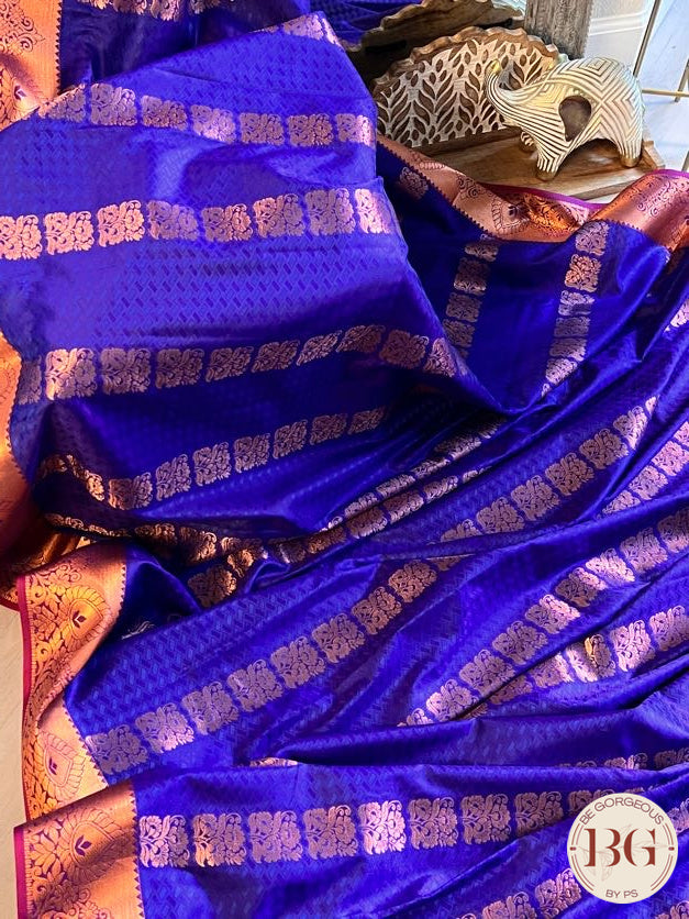 SILK SAREE WITH BODY KODI DESIGN COPPER BLUE