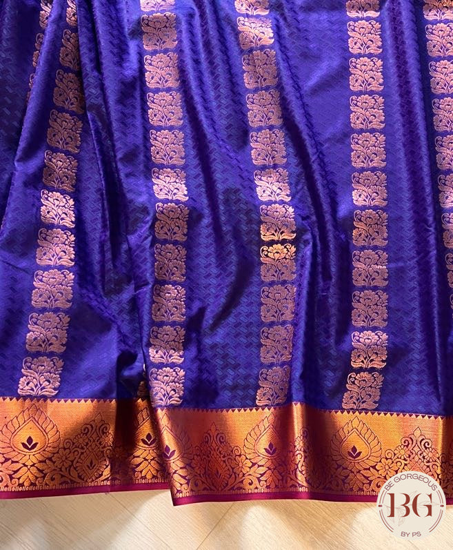 SILK SAREE WITH BODY KODI DESIGN COPPER BLUE