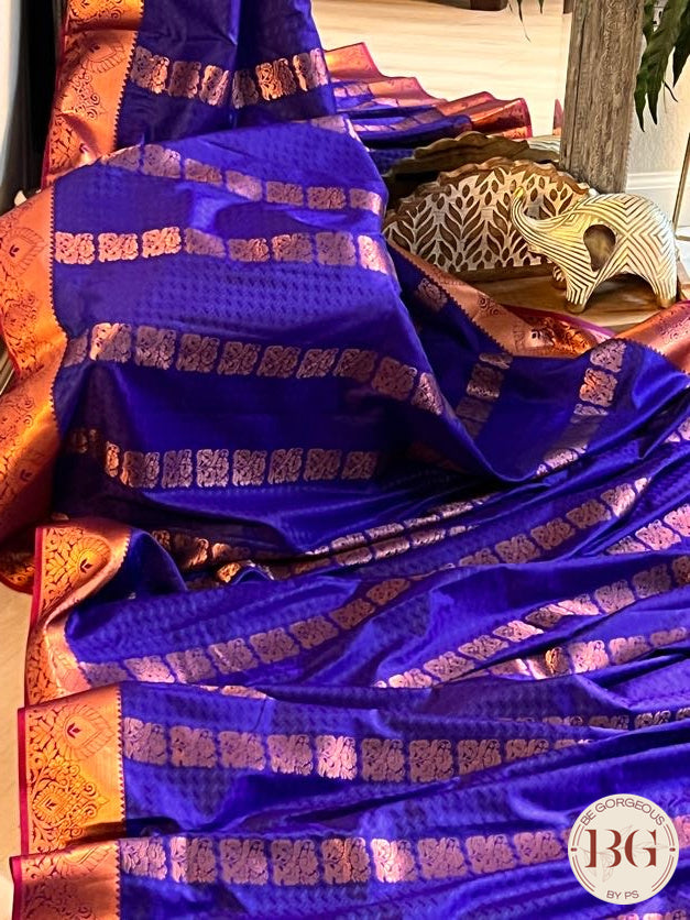 SILK SAREE WITH BODY KODI DESIGN COPPER BLUE