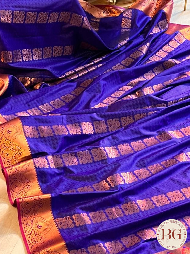 SILK SAREE WITH BODY KODI DESIGN COPPER BLUE