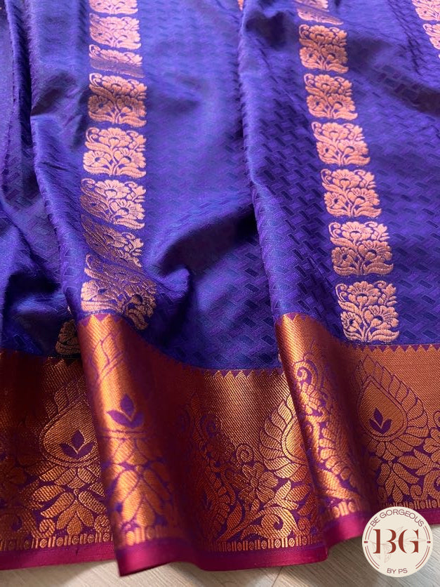 SILK SAREE WITH BODY KODI DESIGN COPPER BLUE